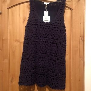 NWT - JOIE MODELE CROCHET TANK TOP IN NAVY, SIZE MEDIUM
